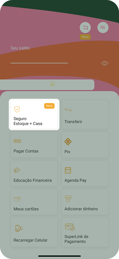 Passo 3: Toque em Seguro Estoque + Casa